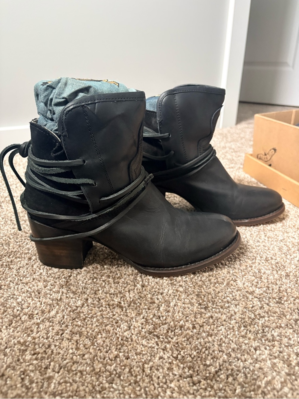 NIB Freebird by Steven “Casey” Black Wrap-Detail Ankle Boots